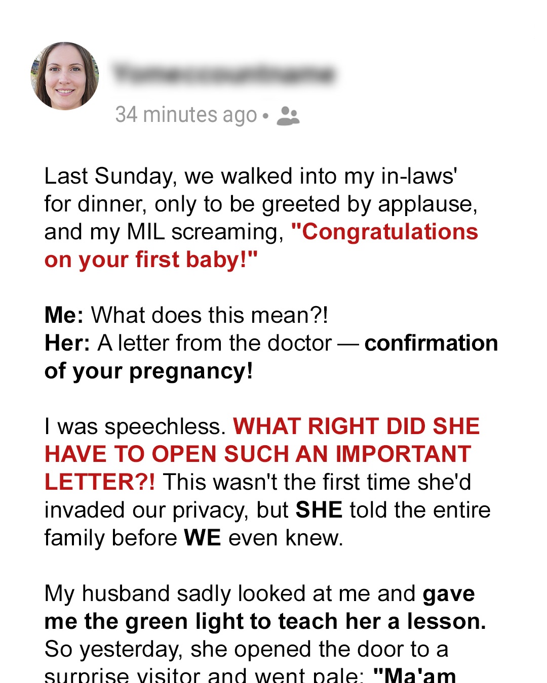 My MIL Found Out I Was Pregnant Before I Did and Revealed It to the Family – I Made Sure She Faced the Consequences