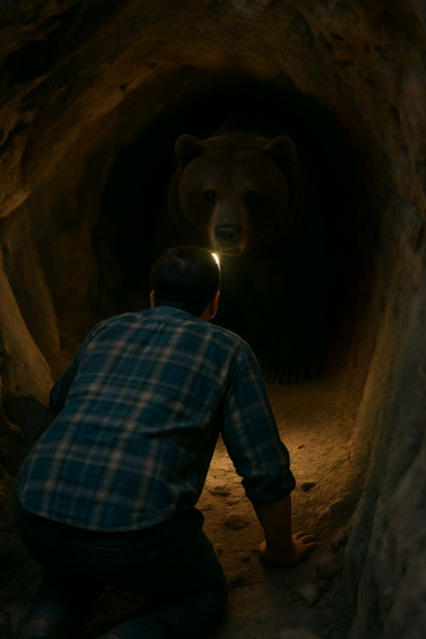 He thought the cave was empty… until a bear appeared right in front of him…