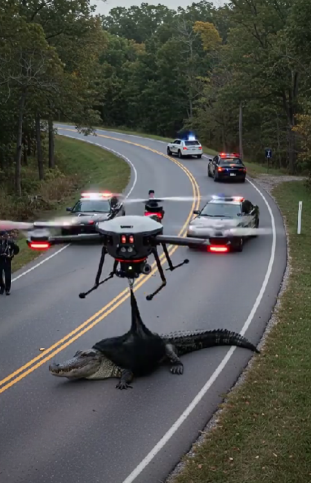 Crocodile Sparks Traffic Disruption Prompting Police and Helicopter Response