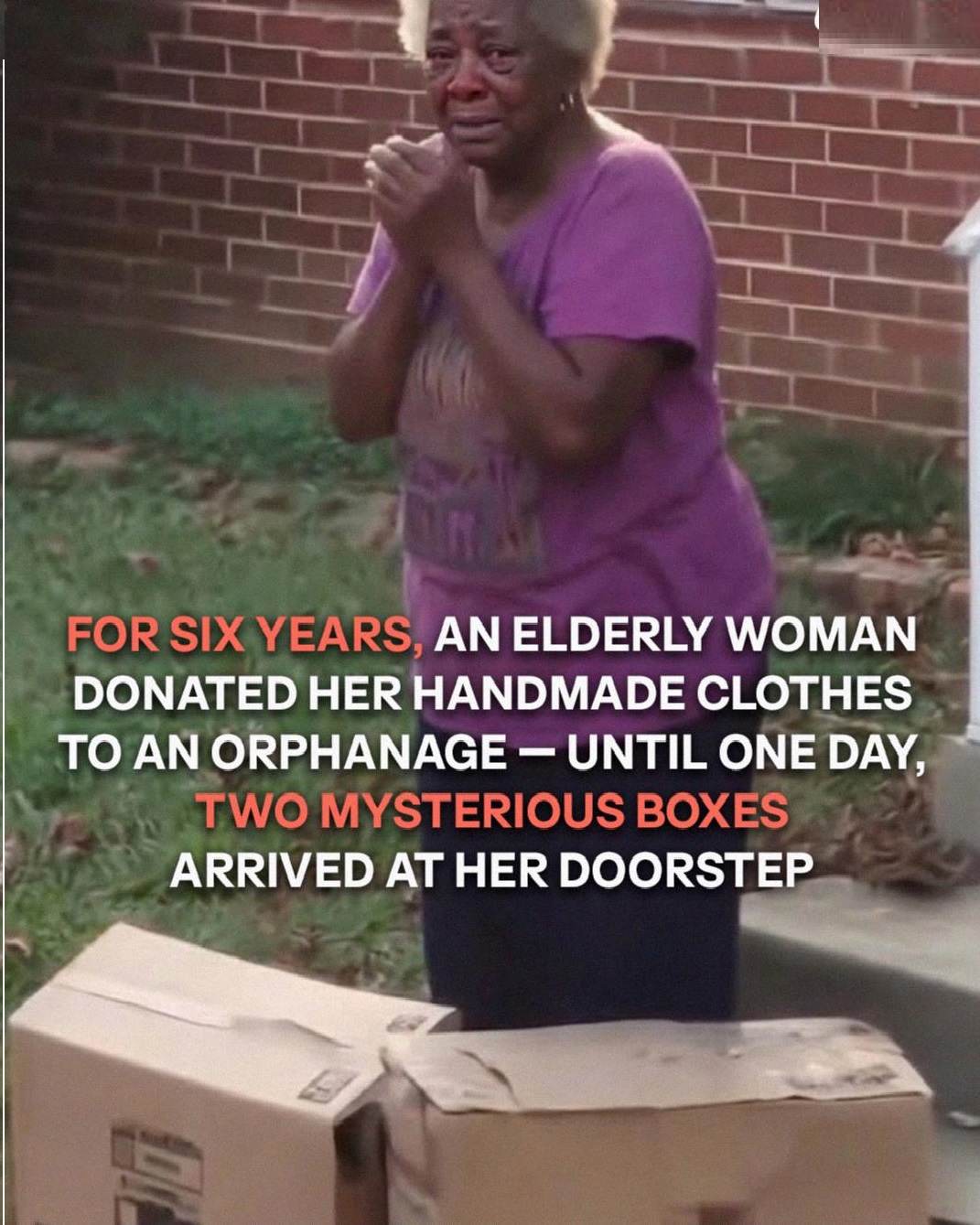 Elderly Woman Donated Handmade Clothes to an Orphanage for 6 Years – Then One Day, Two Boxes Arrived at Her Door